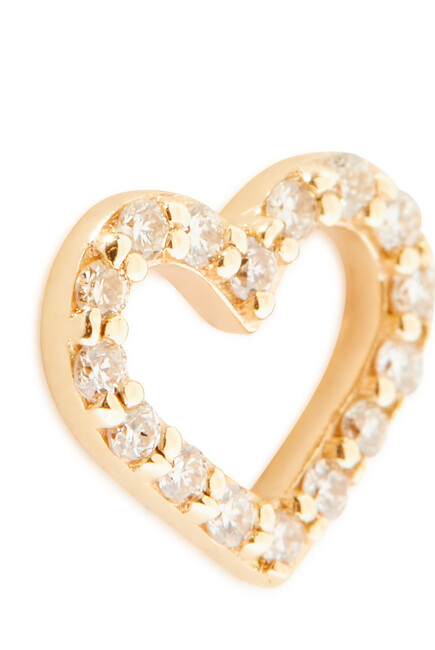 Open Heart Single Earring, 14K Gold & Diamonds